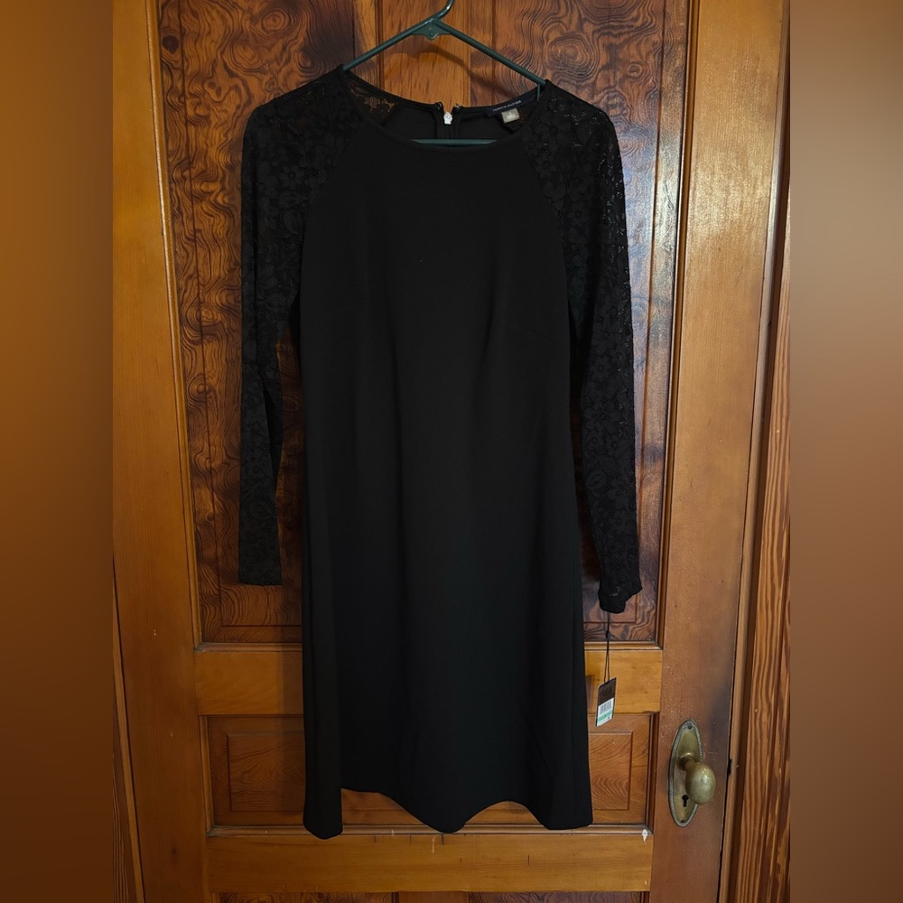 Elegant Black Lace Sleeve Dress, Tommy Hilfiger, size 8 NWT